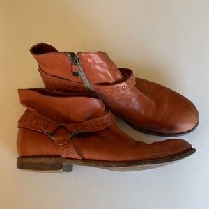 Alberto Fermani slouchy ankle boots Sz 41 GUC orange/brown